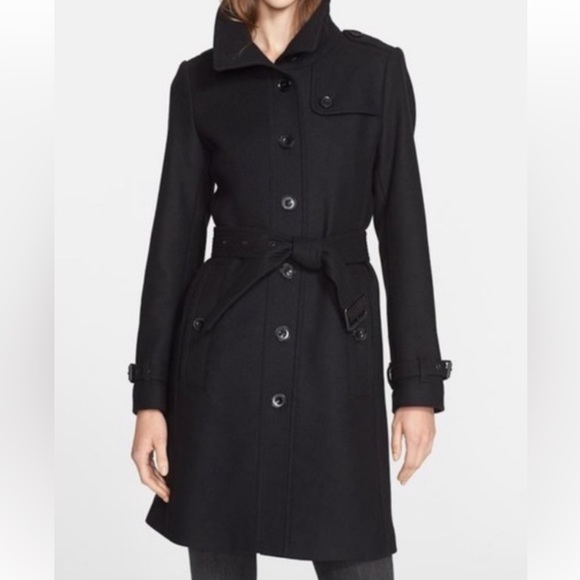 Burberry Jackets & Blazers - Burberry Brit Rushfield Belted Long Wool Coat Single Breasted Jacket US size 4